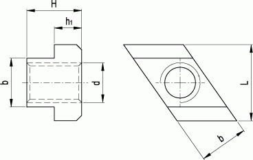 Rombowe nakrętki teowe GN 508.1 - rysunek techniczny