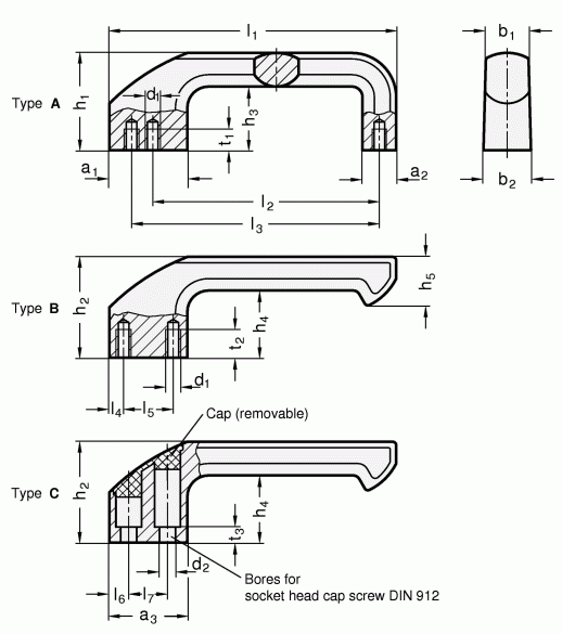 Uchwyty GN 559 - rysunek techniczny