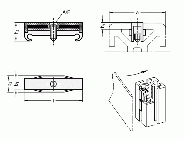 Magnesy trwałe GN 56 - rysunek techniczny