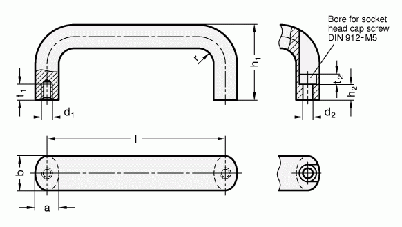 Uchwyt GN 565.5-20-160-A-GP - rysunek techniczny