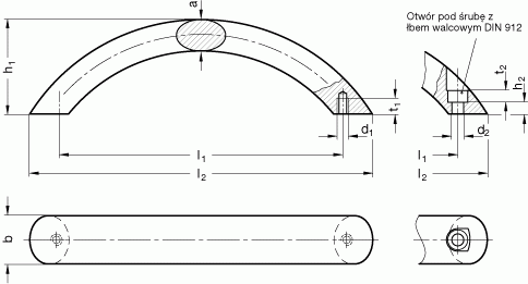 Uchwyty łukowe GN 565.9 - rysunek techniczny