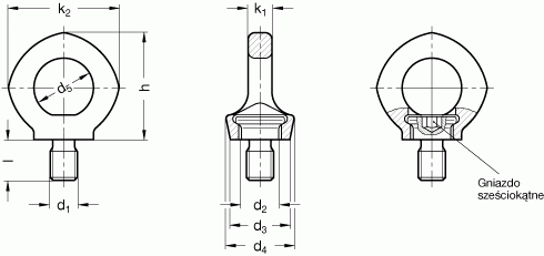Śruby z uchem (obrotowe) GN 581.5 - rysunek techniczny