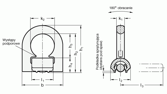 Pierścienie mocujące GN 587 - rysunek techniczny