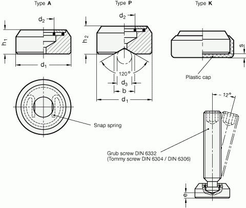 Stopki dociskowe GN 6311.1 - rysunek techniczny
