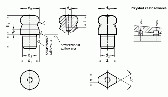 Sworzeń pozycjonujący GN 6322 - rysunek techniczny