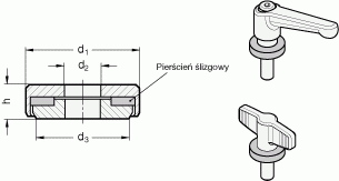Podkładki łożyskowane GN 6342-NI - rysunek techniczny