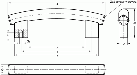 Uchwyty rurowe łukowe GN 666.4 - rysunek techniczny