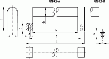 Uchwyty rurowe GN 669 - rysunek techniczny