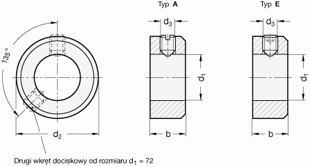 Pierścienie osadcze GN 705 - rysunek techniczny