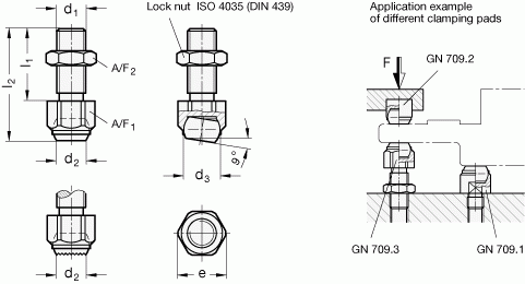 Element dociskowy GN 709.3 - rysunek techniczny