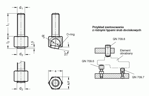 Element dociskowy GN 709.6 - rysunek techniczny