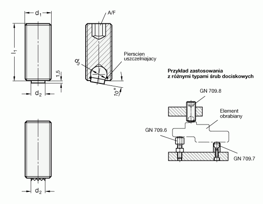 Element dociskowy GN 709.8 - rysunek techniczny