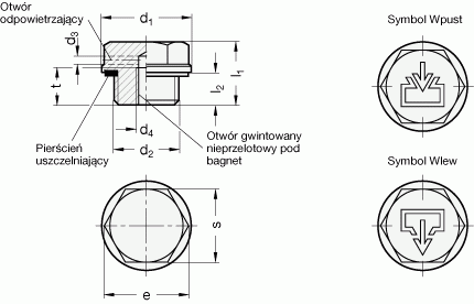 Korki przeznaczone do wysokich temperatur GN 742 - rysunek techniczny