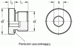 Korki z gniazdem sześciokątnym przeznaczone do wysokich ciśnień GN 749 - rysunek techniczny