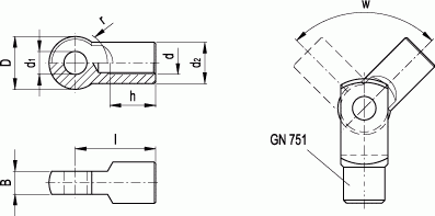 Elementy przegubowe GN 752 - rysunek techniczny