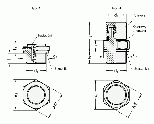 Zawór odpowietrzający GN 883-G3/4-160-A-MS - rysunek techniczny