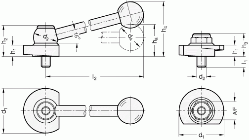Dźwignie z mimośrodem GN 918.2 - rysunek techniczny