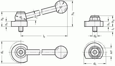 Dźwignie z mimośrodem GN 918.5 - rysunek techniczny