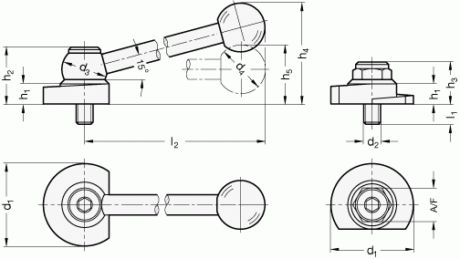 Dźwignie z mimośrodem GN 918.6 - rysunek techniczny