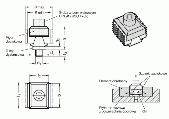 Płyta dociskowa GN 920.2-36-32-M8 - rysunek techniczny