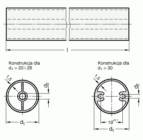 Rury do uchwytów GN 930 - rysunek techniczny