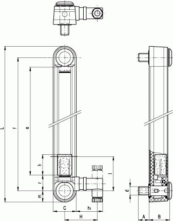 Kolumnowe wskaźniki poziomu z czujnikiem poziomu MIN. i temperatury MAX. HCY-E-ST - rysunek techniczny
