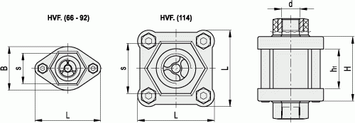 Wziernikowe wskaźniki przepływu HVF - rysunek techniczny