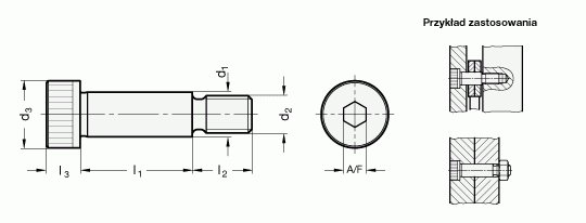 Śruba pasowana ISO 7379 - rysunek techniczny