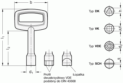 Klucze do zamków GN 119 - rysunek techniczny