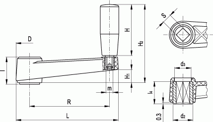 Korby z rękojeścią obrotową MT.AS - rysunek techniczny