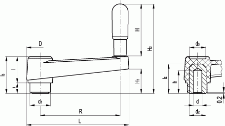 Korby z rękojeścią obrotową MT-AT - rysunek techniczny