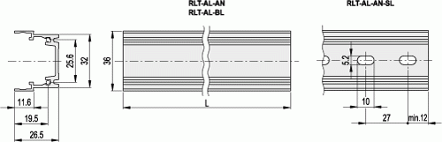 Profile aluminiowe RLT-AL - rysunek techniczny
