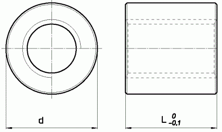 Nakrętki trapezowe cylindryczne z poliamidu (samosmarowne) - rysunek techniczny