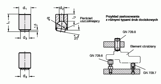 Element dociskowy GN 709.7 - rysunek techniczny