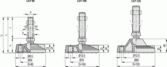 Stopy wahliwe LV.F - rysunek techniczny