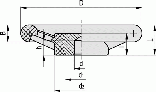 Koła ręczne trójramienne VRU. - rysunek techniczny