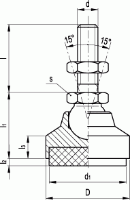 Stopy wahliwe z wkładką tłumiącą - rysunek techniczny