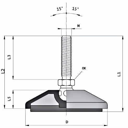 Stopy wahliwe fi 80 mm - rysunek techniczny
