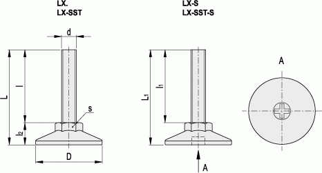 Stopy stałe LX - rysunek techniczny