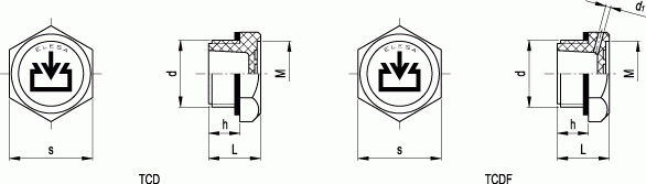 Korki TCDF - rysunek techniczny