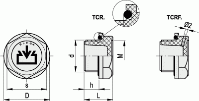 Korki wlewowe TCR - rysunek techniczny