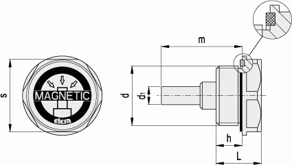 Korki magnetyczne TMB - rysunek techniczny