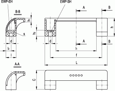 Uchwyty EGROSTYLE EWP - rysunek techniczny