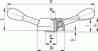 Pokrętło dwuramienne VBR.2 - rysunek techniczny