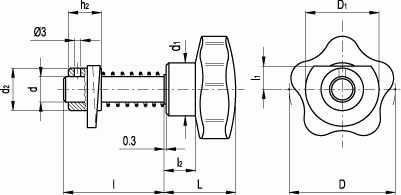 Zamki z pokrętłem VCK-SST - rysunek techniczny