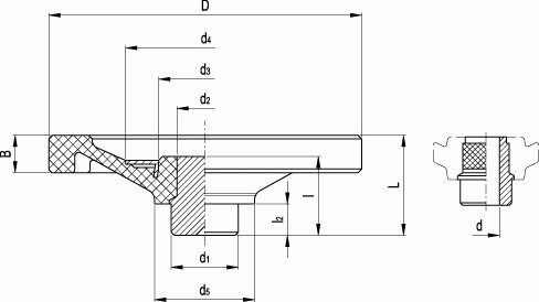 Koła ręczne pełne VD.FP - rysunek techniczny