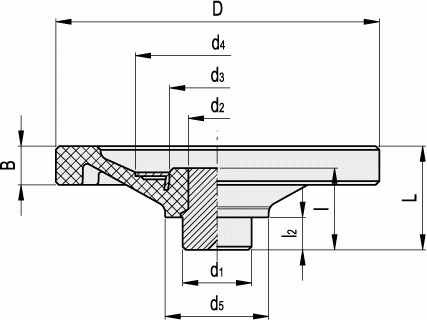 Koła ręczne pełne VD.FP-SST - rysunek techniczny