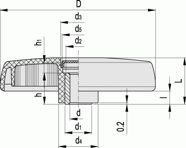 Koła ręczne pełne VDS. - rysunek techniczny