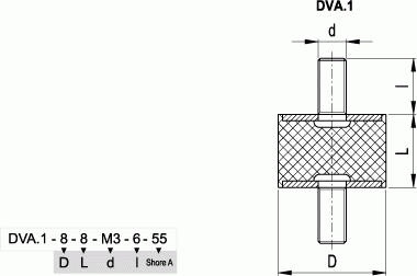 Wibroizolatory DVA.1 - rysunek techniczny