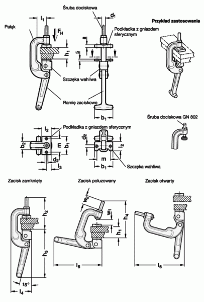 Zapięcia GN 855 - rysunek techniczny